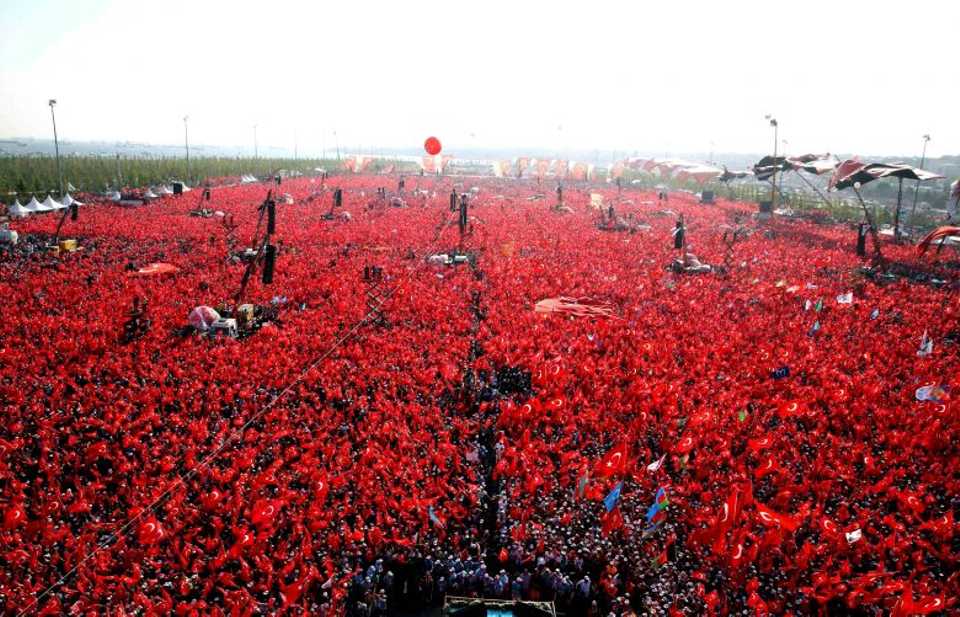 Democracy and Martyr's Rally, organised by Turkish President Tayyip Erdoğan and supported by ruling AK Party (AKP), oppositions Republican People's Party (CHP) and Nationalist Movement Party (MHP) in Istanbul, Turkey, August 7, 2016.