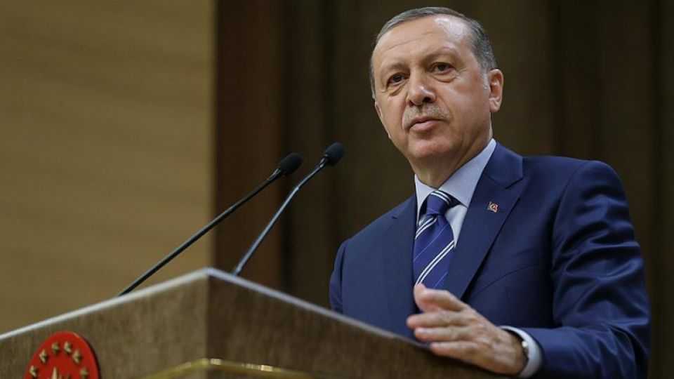 Turkish President Recep Tayyip Erdoğan addresses delegates of Islamic NGOs at the Presidential Palace in Ankara on August 18, 2016.