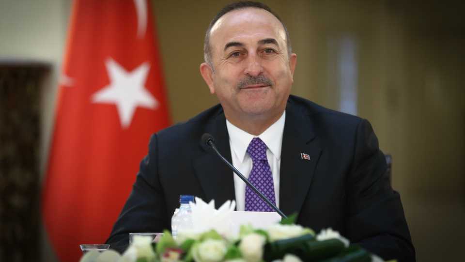 Turkish Foreign Minister Mevlut Cavusoglu gestures during his meeting with Ankara representatives of national press at the Ankara Palas State Guesthouse in Ankara, Turkey on January 3, 2018.