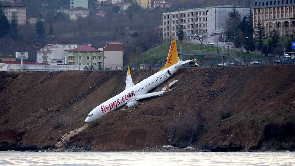 The Pegasus Airlines flight had taken off from the capital Ankara and was landing at the city of Trabzon.