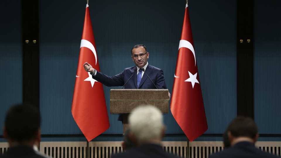 Turkish Deputy Prime Minister and government spokesperson Bekir Bozdag gives a speech during a press conference after cabinet meeting in Ankara, Turkey on January 17, 2018.