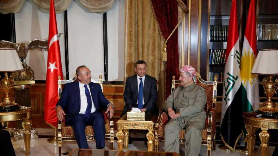 Turkey's Foreign Minister Mevlut Cavusoglu met with the KRG President Massoud Barzani in Erbil, Iraq, before the KRG’s disputed referendum took place, August 23, 2017.