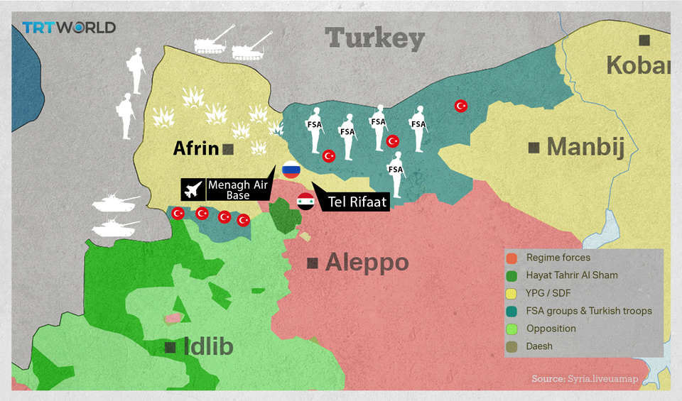 A map of the Syria's war that shows who controls what portion of the country after years of fighting.