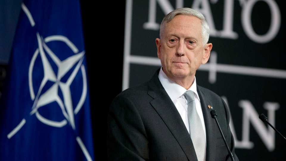 US Secretary for Defense Jim Mattis listens to questions during a media conference after a meeting of NATO defence ministers at NATO headquarters in Brussels (file photo).