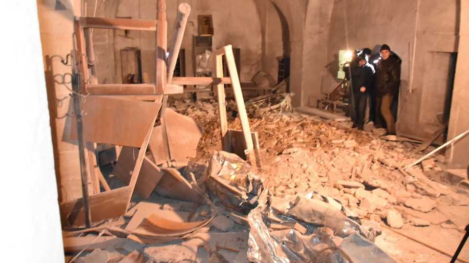 Kilis Governor Mehmet Tekinarslan says one rocket from Syria's Afrin region hit Calik Mosque during prayers on January 24, 2018.