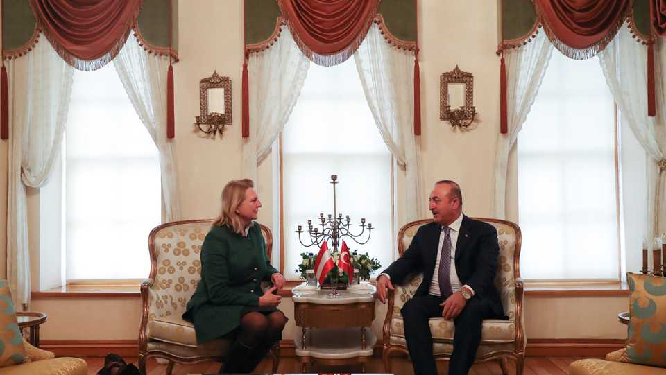 Turkish Foreign Minister Mevlut Cavusoglu meets with Austria's Foreign Minister Karin Kneissl in Istanbul, Turkey January 25, 2018.