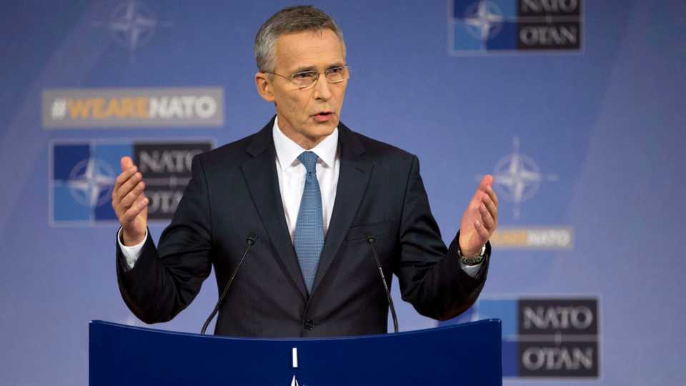 NATO Secretary General Jens Stoltenberg speaks during a media conference after a meeting of NATO defense ministers at NATO headquarters in Brussels, November 9, 2017.
