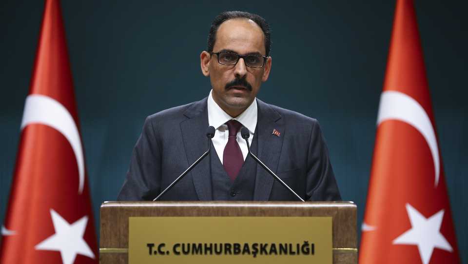 Turkish Presidential Spokesman Ibrahim Kalin holds a press conference at Presidential Complex in Ankara, Turkey on January 4, 2018.