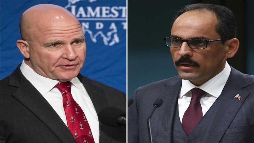 Turkey’s presidential spokesman Ibrahim Kalin (R) and US national security adviser H.R. McMaster (L)