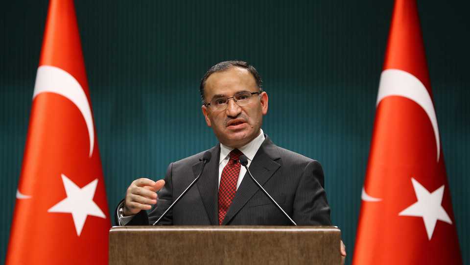 Turkish Deputy Prime Minister and government spokesperson Bekir Bozdag gives a speech during a press conference after the cabinet meeting in Ankara, Turkey on February 19, 2018.
