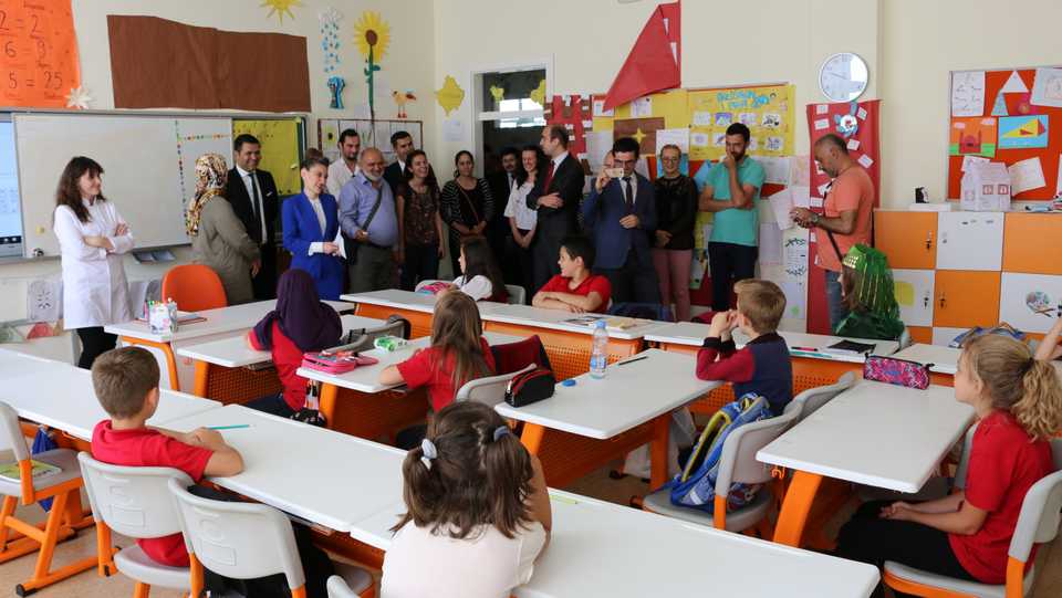 File photo from June 17, 2017 shows a classroom in Turkish school in the city of Liplan, Kosovo.