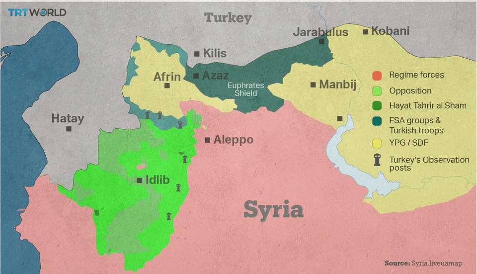 The latest situation in northern Syria can bee seen from this map