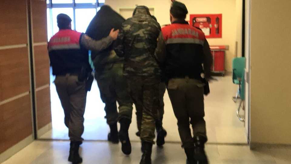 A Turkish court remanded in custody two Greek soldiers who were detained after crossing the border into Turkey, Edirne, Turkey, March 2, 2018.