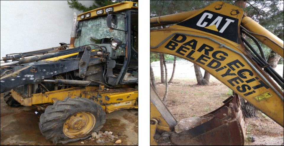 Digger belonging to Dargecit municipality which the released document say was used to dig trenches by PKK.