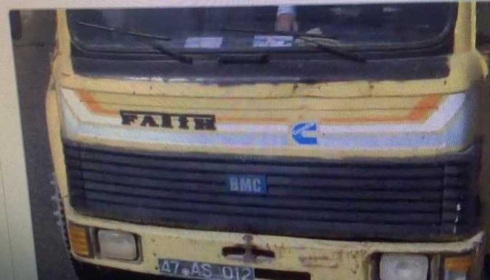 A file photo of the truck belonging to Mazidagi municipality that was used in a terror attack killing 3 people and wounding 38 others.