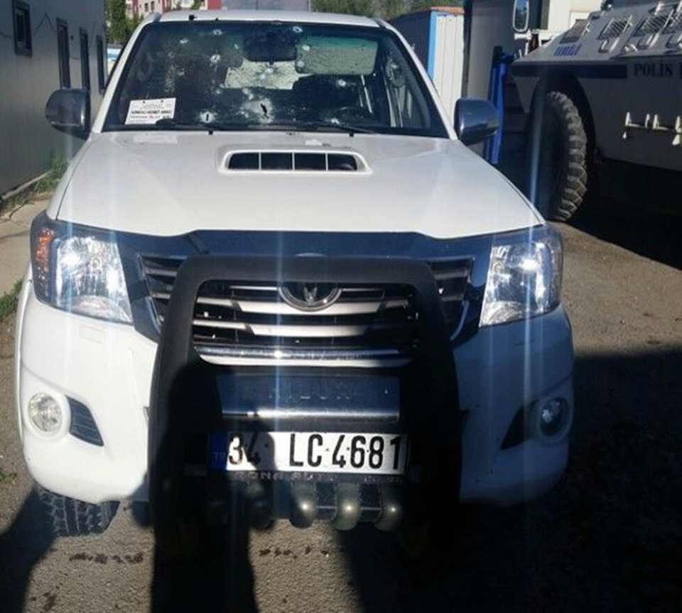 Vehicle rented by the Vaski municipality in which 3 terrorists were killed and another was captured alive.