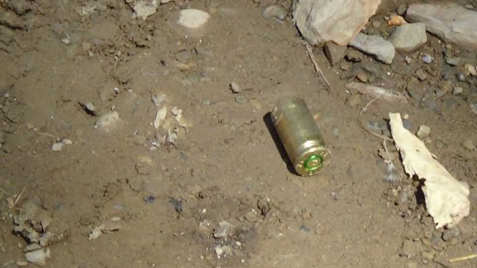 Picture shows a bullet casing found outside Ahmet Budak's house in Semdinli, Hakkari, Turkey, September 14, 2016. 
