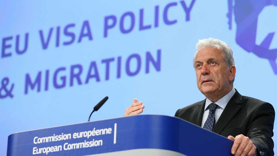 EU Commissioner of Migration and Home Affairs Dimitris Avramopoulos holds a press conference in Brussels, Belgium on March 14, 2018.