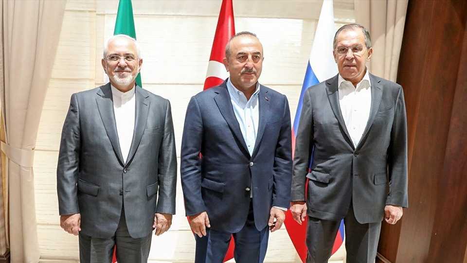 Foreign ministers of Iran' Javad Zarif (L), Turkey's Mevlut Cavusoglu (C) and Russia's Sergey Lavrov (R) will meet in Moscow, Russia on April 28.
