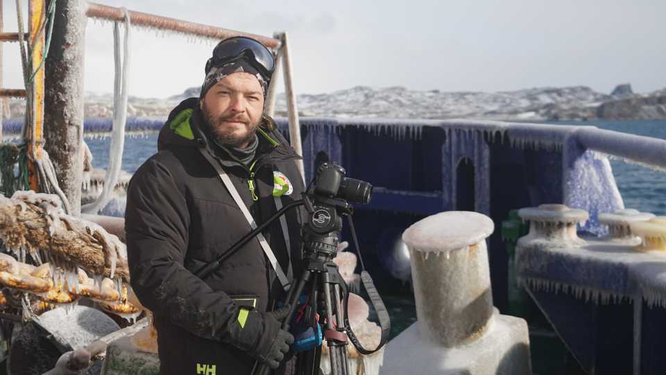 TRT World Cameraman Semir Sejfovic is pictured on arrival at King George Island, Antarctica.