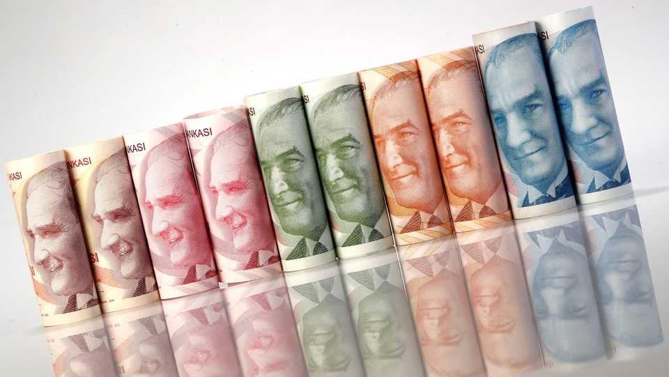 Turkish Lira banknotes are seen in this October 10, 2017 picture illustration.