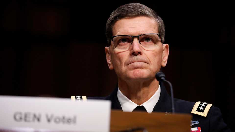 In this March 13, 2018 file photo, US Army General Joseph Votel, commander of the US Central Command, testifies before the Senate Armed Services Committee on Capitol Hill in Washington.