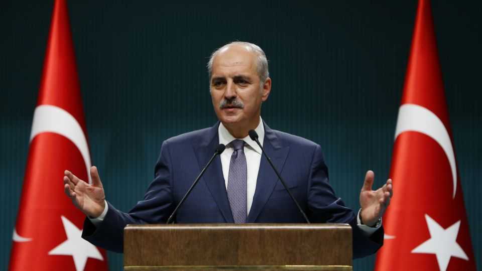 Deputy Prime Minister Numan Kurtulmus addressing a press conference following the cabinet meeting.
