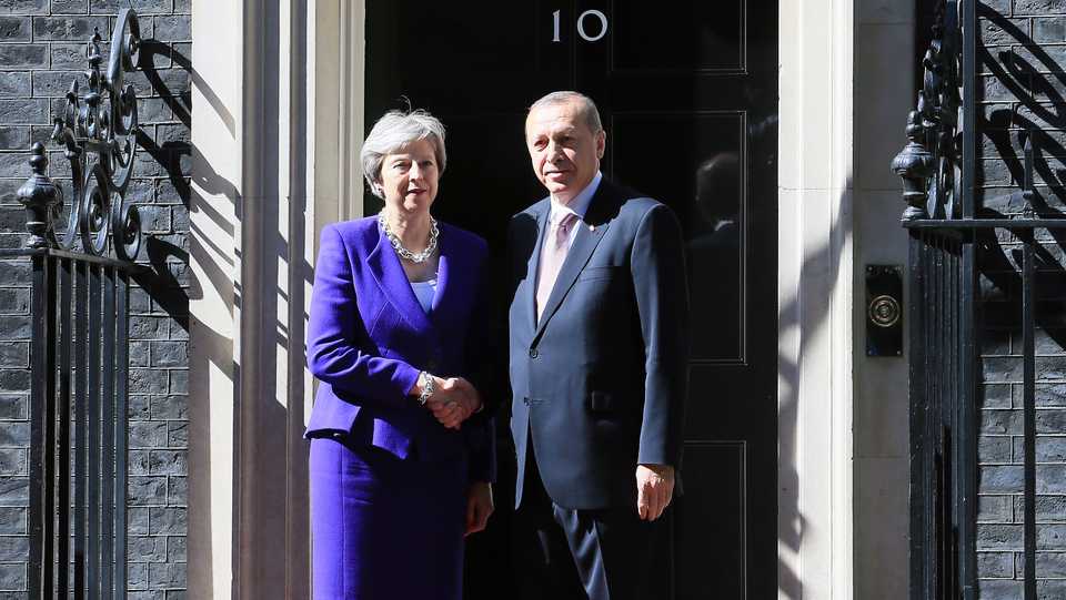 Turkish President Recep Tayyip Erdogan began his three-day state visit to Britain on Sunday by praising the country as 
