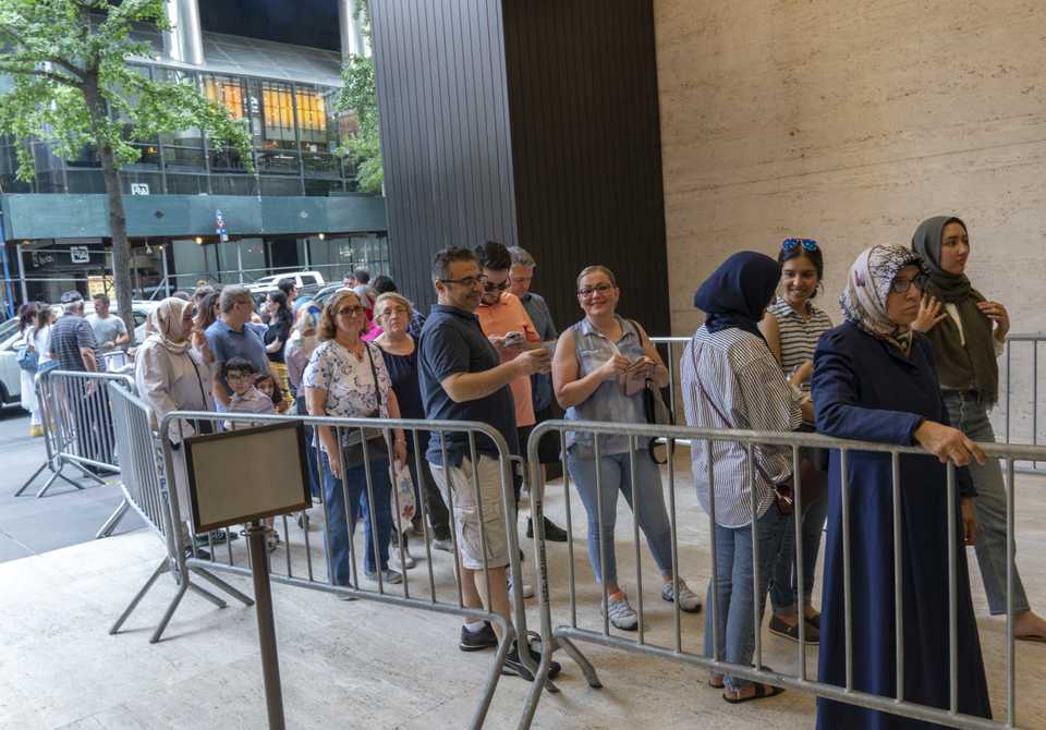 Turkish nationals queue outside the Turkish Consulate General of New York City to vote in Turkish general elections of 2018 in Manhattan, New York, United States on June 17, 2018.