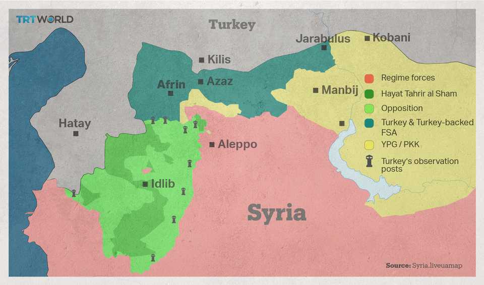 This map prepared on June 19, 2018 according to the latest developments on the ground shows the areas controlled by Turkey and the Turkish-backed Free Syrian Army in detail.