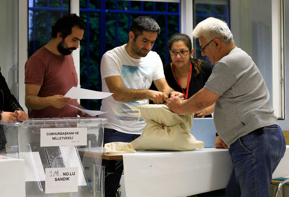 Ballot papers are being sealed at the Consulate General in Berlin, Germany on June 19, 2018, as voting ends for Turkish presidential and general elections.
