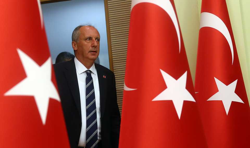 Former presidential candidate of Turkey’s main opposition Republican People’s Party (CHP) Muharrem Ince arrives to hold a press conference at CHP headquarters in capital Ankara, Turkey on June 25, 2018.