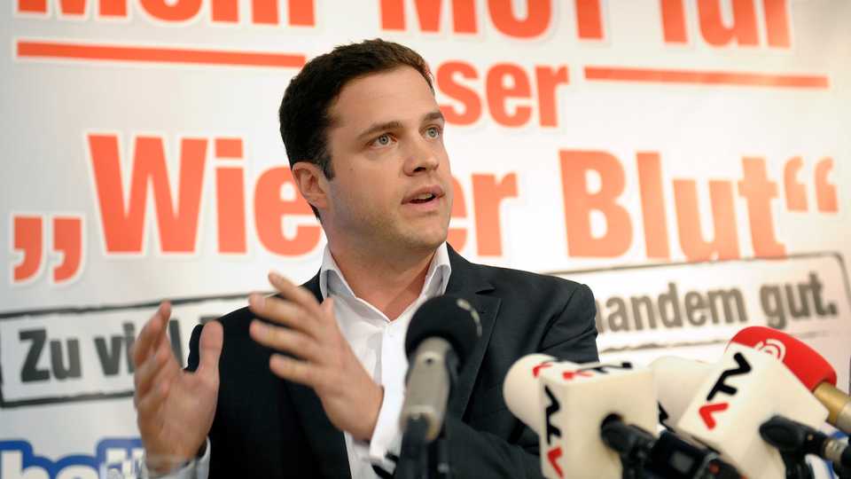 Johann Gudenus at a press conference on Monday, August 30, 2010 in Vienna.