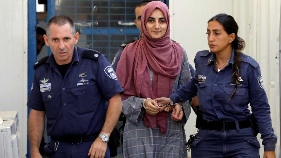 Turkish citizen, Ebru Ozkan, who was arrested at an Israeli airport last month, is being brought to an Israeli military court, near Migdal, July 8, 2018