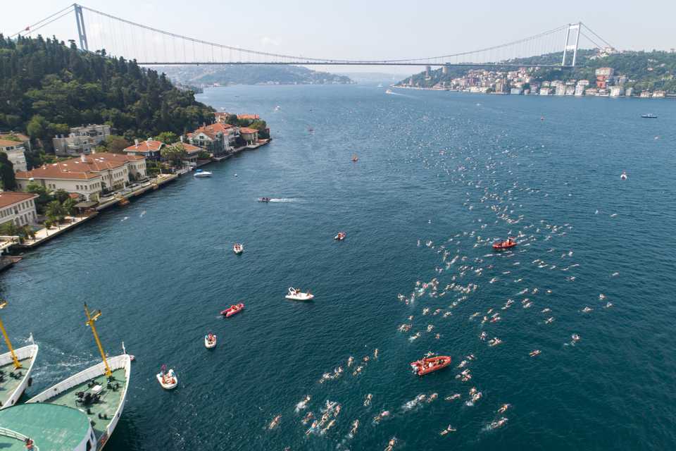 This year's Bosphorus Cross-continental Swimming Race attracted contestants from 50 countries, Istanbul, Turkey, July 22, 2018.