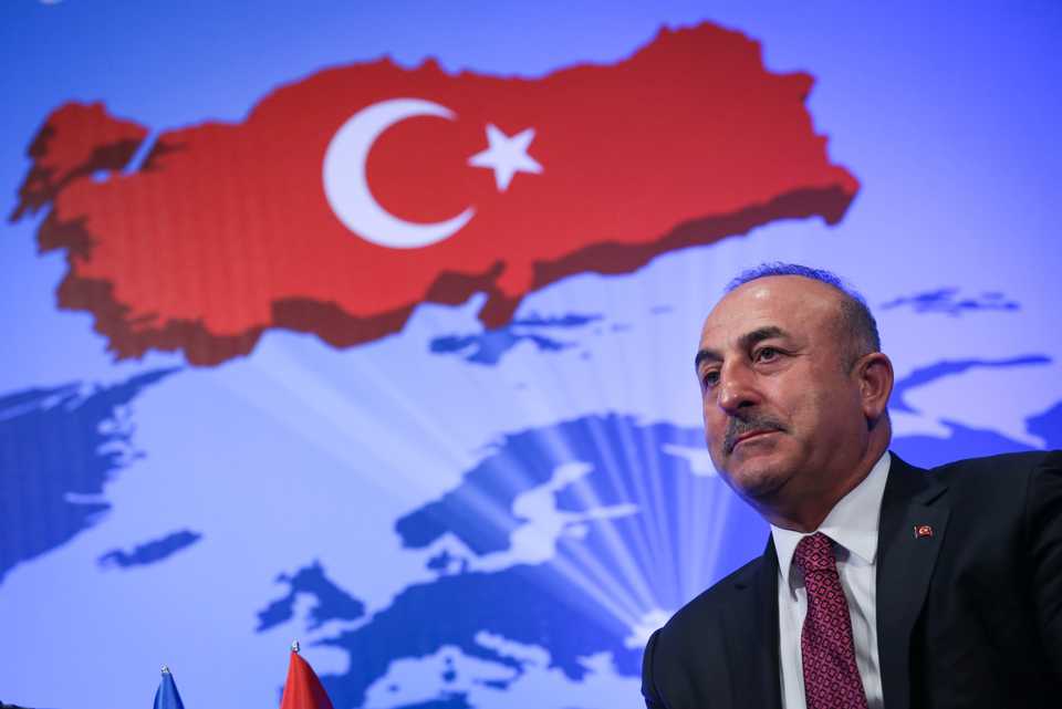 Turkey's Foreign Minister Mevlut Cavusoglu speaks at the 10th Ambassadors’ Conference in the capital Ankara.