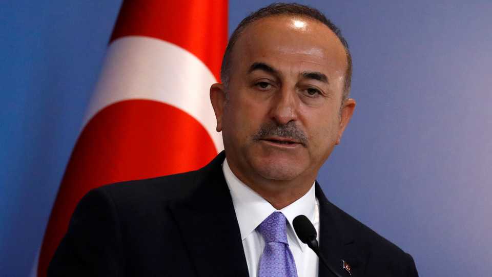 Turkish Foreign Minister Mevlut Cavusoglu attends a news conference in Ankara, Turkey, on August 14, 2018.