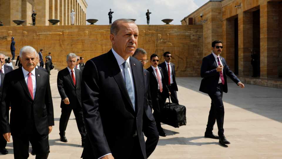 Turkish President Recep Tayyip Erdogan attends a ceremony marking the 96th anniversary of Victory Day at the mausoleum of Mustafa Kemal Ataturk in Ankara, Turkey on August 30, 2018.
