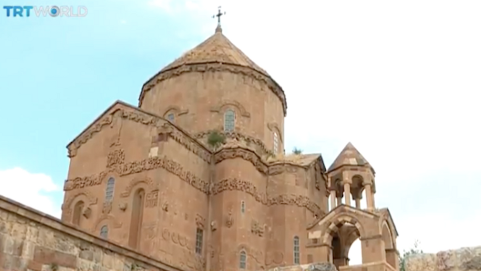 The Armenian Cathedral Church of the Holy Cross in Akdamar island, in Lake Van in eastern Turkey.