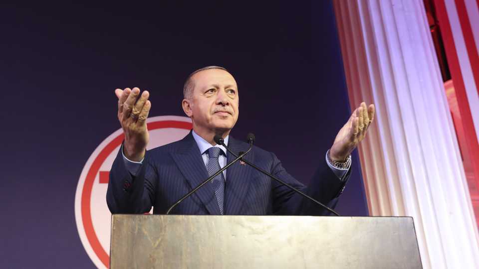 Turkish President Recep Tayyip Erdogan delivers a speech during Turkish-American National Steering Committee (TASC) meeting in New York, United States on September 23, 2018