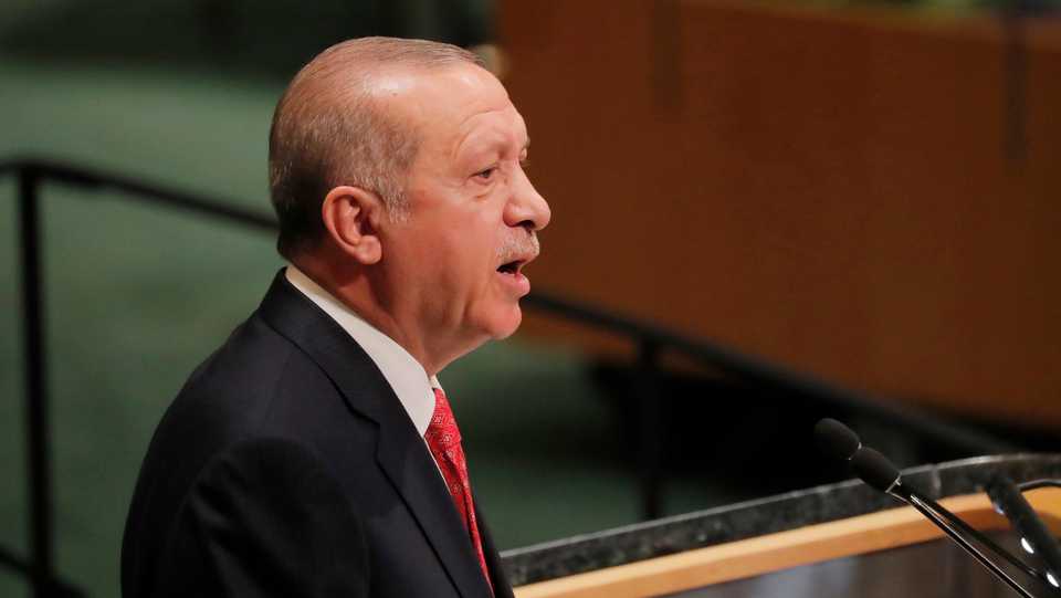 Turkey's President Recep Tayyip Erdogan addresses the 73rd session of the United Nations General Assembly at UN headquarters in New York, US, on September 25, 2018.
