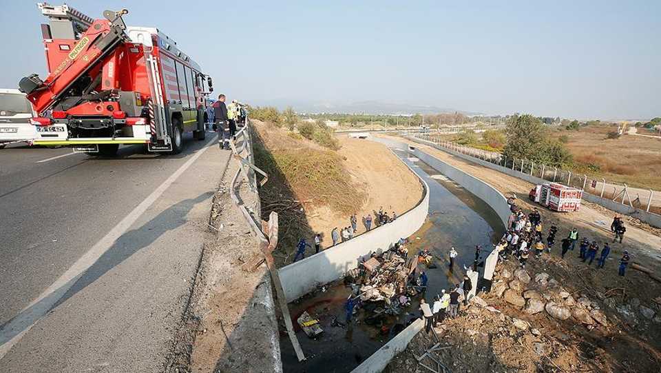 Ambulances were sent to the area after the truck veered off the road while travelling from Aydin to Izmir and toppled over.