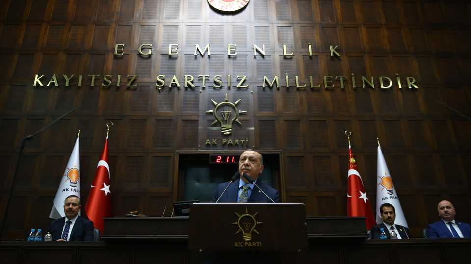 Turkey's President Erdogan addresses his AK Parliamentary group on Khashoggi killing. October 23, 2018.