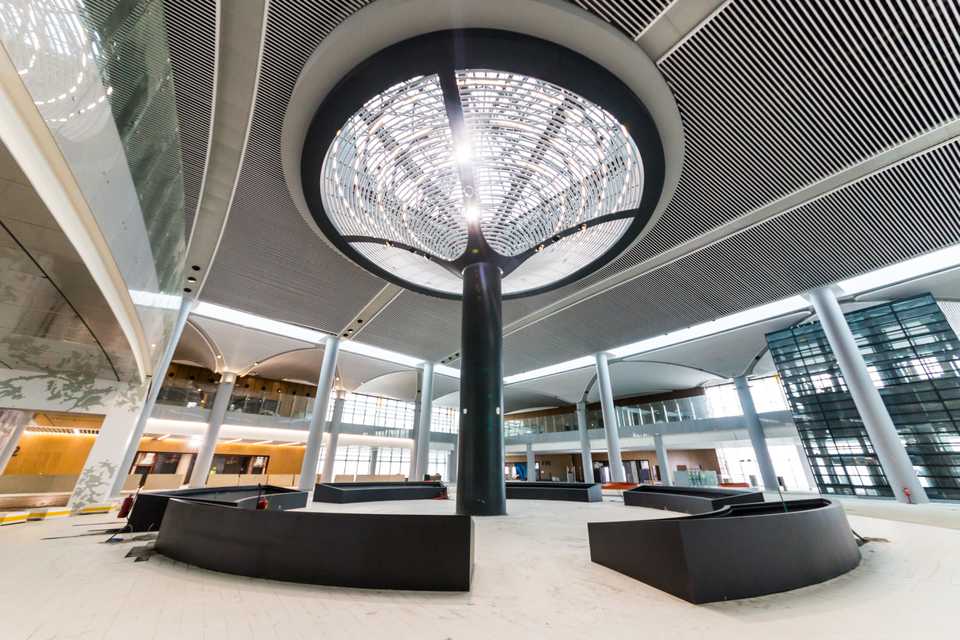 The airport's interiors nod to Turkish and Islamic designs and its tulip-shaped air traffic control tower won the 2016 International Architecture Award.