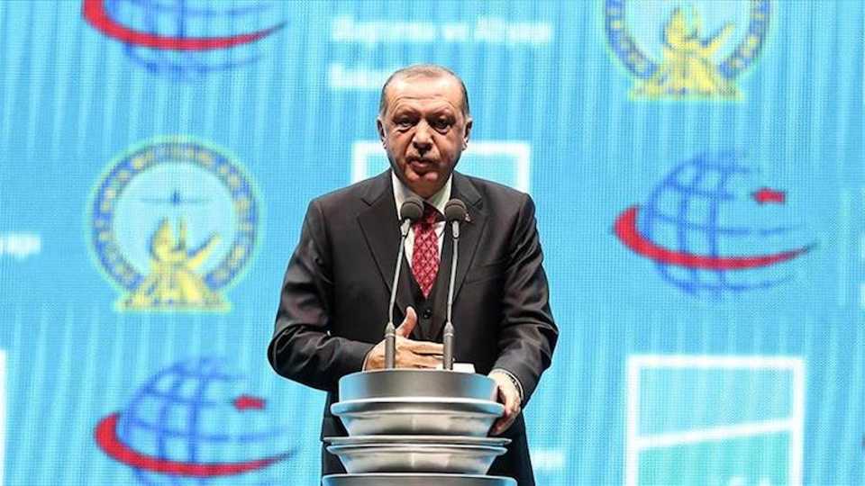 President Recep Tayyip Erdogan is giving a speech during the opening ceremony of the new airport in Istanbul, Turkey on October 29, 2018.