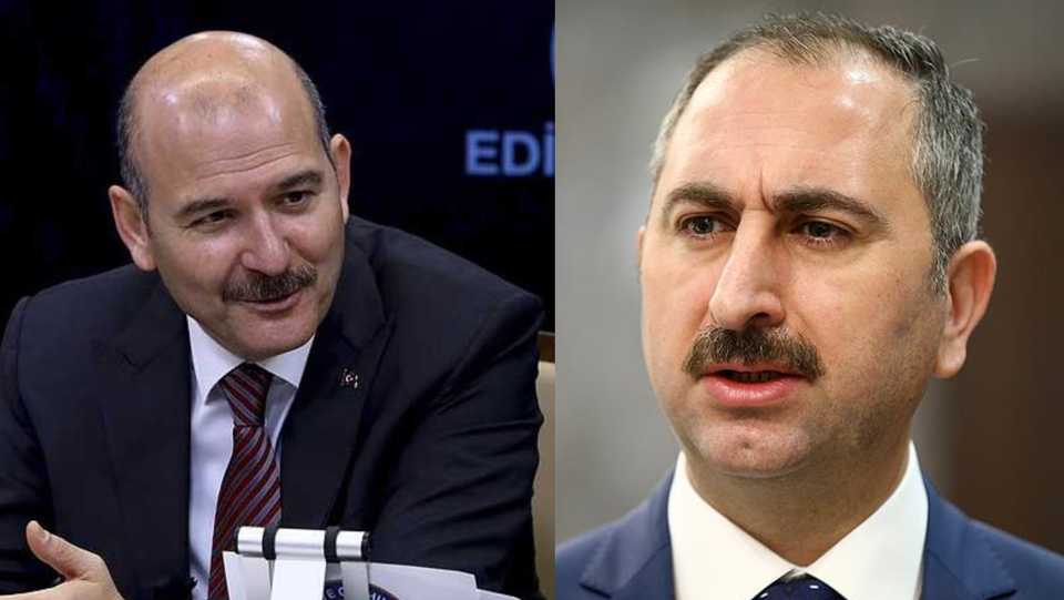 Turkey's Interior Minister Suleyman Soylu (L) and Justice Minister Abdulhamit Gul