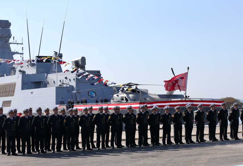 A military ceremony held for the delivery of third ship of MILGEM, which is Turkey's first indigenous warship programme for the Turkish Naval Forces, and new type of a submarine in Istanbul, Turkey on November 04, 2018.