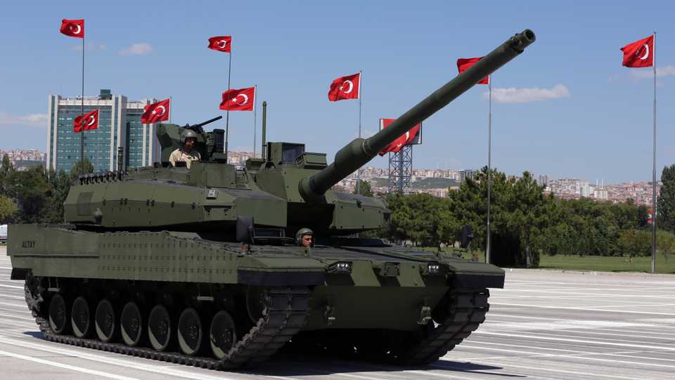 Turkey's first military tank, the Altay, seen during a military parade on Victory Day in Ankara, Turkey, August 30, 2015.