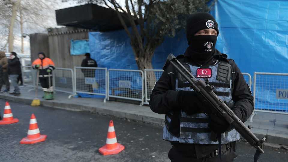 Police guard the entrance to Istanbul's Reina nightclub after a mass shooting killed at least 39 people on New Year's Day.