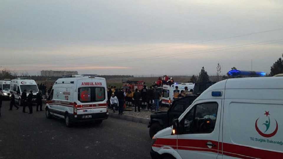 Ambulances are seen at the scene of the attack on January 16, 2017.